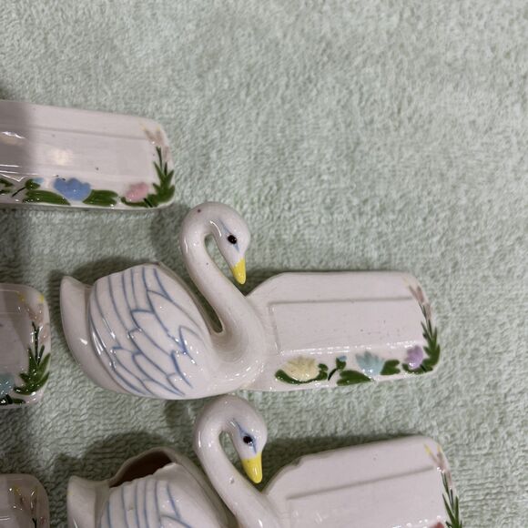 MCM Nameplate Name tags Kitsch Vintage Glazed Ceramic Swan 1950’s Lot Of  9 - Picture 5 of 8